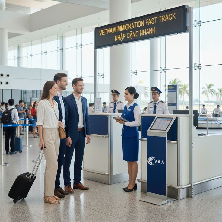 Fast-track immigration checkpoint at the terminal